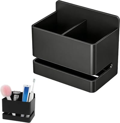 Tandenborstelhouder - Zwart - 11 x 9,8 x 6,7 cm - Aluminium Wandmontage - Voor Badkamer en Keuken