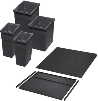 Ninka afvalscheidingssysteem eins2vier KB 600 mm, zijdikte 16 mm hoogte 275 mm 2x 6L, 2x 13,5L, 1x 60 mm bodemplaat, 1x