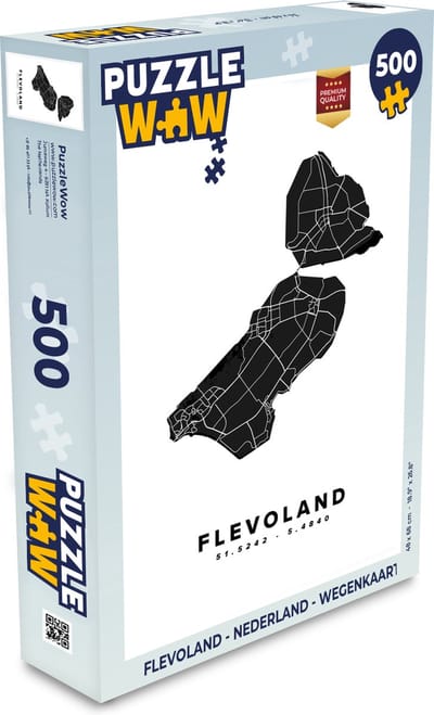 Puzzel Flevoland - Nederland - Wegenkaart - Legpuzzel - Puzzel 500 stukjes