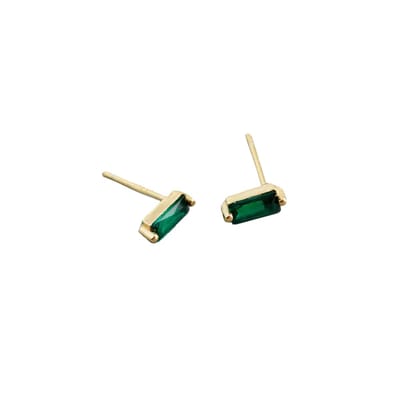 YOLA Stud Oorbellen | Groen/Goud | 7,8 x 3 mm | 925 Silver