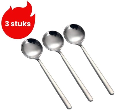 3-stuks- roestvrijstalen kleine lepel, koffielepel, kleine ronde lepel, honingdessertlepel, zilver