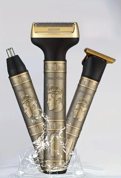 3in1 Miguan Scheerapparaat Set - Oplaadbare Vintage Trimmer met Body Shaver, Precisie/Baardtrimmer en Oor/Neustrimmer- Voor de perfecte Lichaamshaar verzorging voor Dames en Heren - Kleur: Goud