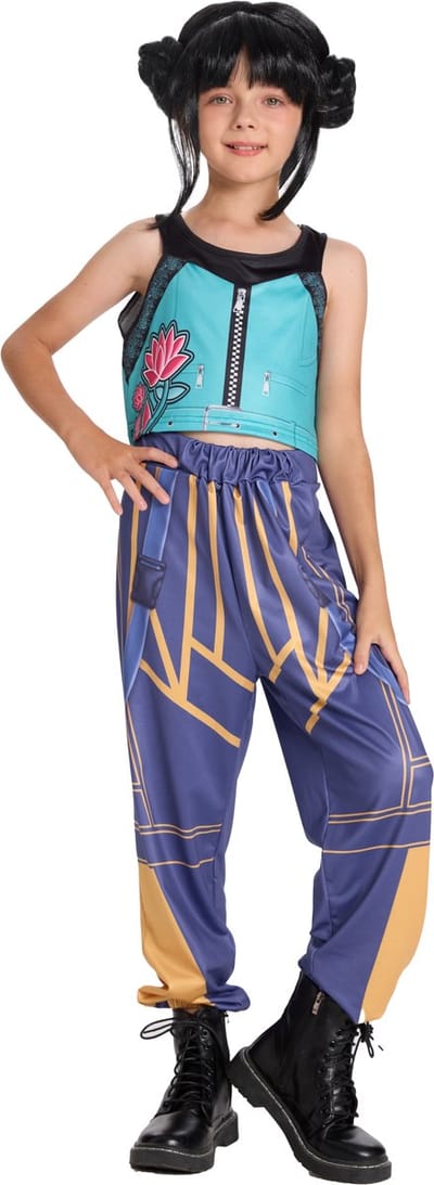 Joya Kids® K-pop Stijl Meisjes Verkleedset | Geïnspireerd op de Demonenjagers Helden | Verkleed Kostuum voor Kinderen | Verkleedkleding voor Carnaval & Halloween | Stoere Outfit Meisje | Maat 110 - 120 | 4-6 Jaar | Small