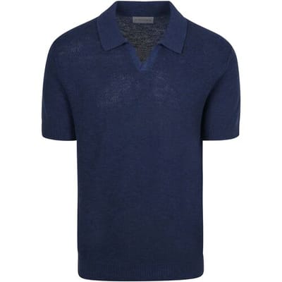 Suitable Polo Riva Bean Linen Cotton Donkerblauw (navy) - Maat L - Heren - Polo shirt Heren met Korte mouw