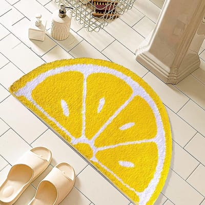 Geel Halfrond Badmat, Antislip en Waterabsorberend, Ideaal voor Douche en Badkamer, 45 x 65 cm, Comfortabele Bademat voor Elke Huishouding