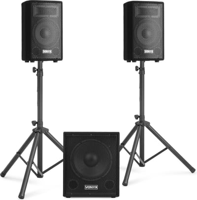 Geluidsinstallatie met Bluetooth - Vonyx VX1015BT - Geluidsinstallatie compleet met subwoofer en tops - 1000W