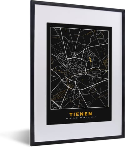 Fotolijst incl. Poster - Plattegrond - Goud - Stadskaart - Tienen - Kaart - 30x40 cm - Posterlijst