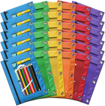Etui met Ringen - Pencil Pouch - School en Kantoor - Waterdichte Binnenkant - 25x18.5 cm - 6 Kleuren