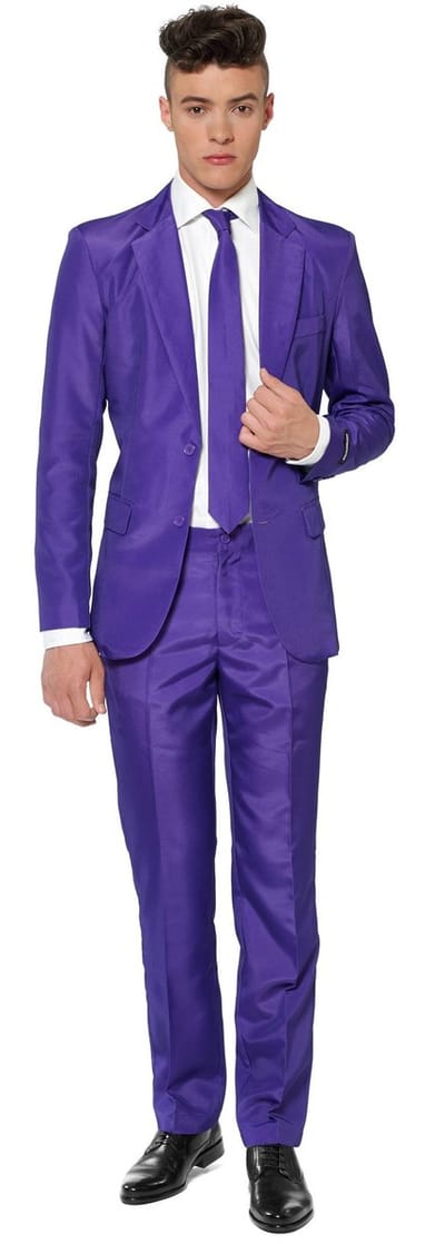 Suitmeister Purple - Heren Pak - Carnavalskleding - Effen Gekleurd Casual Pak - Thema Feest - Paars - Maat M