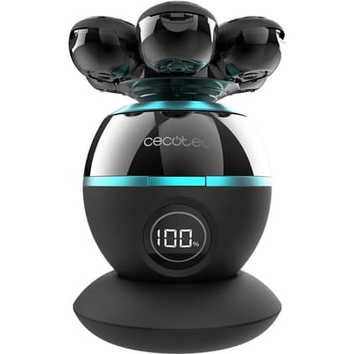 Cecotec Rasierer Bamba PrecisionCare Skull Shaver für den Kopf, extragroßer Kopf, 7 schwebende Klingen, 60 Minuten Akkulaufzeit, Ladestation, Display, tragbares Design, einfache Reinigung