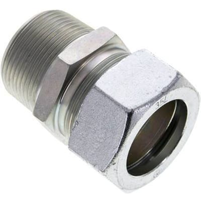 1 1/4'' NPT Buitendraad x 35L Verzinkt Stalen Rechte Snijring Koppeling 160 Bar DIN 2353 - FL2S-MC-EZ-114N-35-L