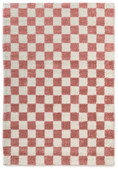 Checkerboard vloerkleed - Check ivoor/roze 100x150