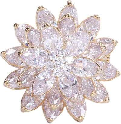 Bloemen Broche - Bloem Pin - Feestelijke Decoratie - Zirkonia Inleg - 100 g - Goudkleurig