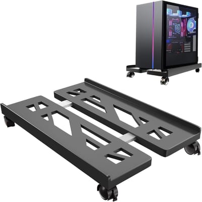 Mobiele CPU Trolley met 4 Wielen - Universele Computerstand voor Gamers, Studenten en Thuisgebruik - Zwart en Praktisch Onder Bureau