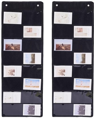 Dailygoods- Kaarthouder met 16 Sleuven - Dual-Pack - Viltmateriaal - Muurbeugel - Organisatie - Ideaal voor Klas en Kantoor - Wandorganizer