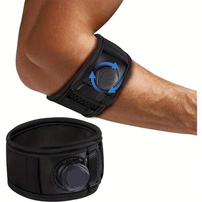 Bracelet de coude de tennis réglable pour soulager la tendinite Hommes Femmes Bande de soutien pour le bras et l'avant-bras black