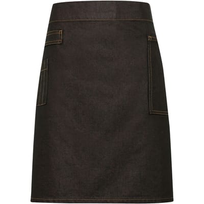 Premier Unisex Volwassenen Divisie Waxed Look Denim Waist Apron (Zwart/Tan Denim)