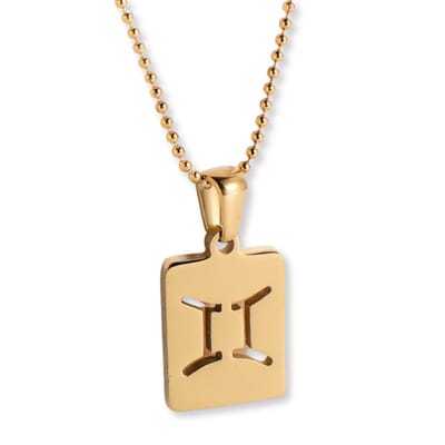 Marama - Ketting Sterrenbeeld Tweelingen - 18K verguld goud - stainless steel - horoscoop - damesketting - ballchain - zodiac - cadeau dames - ketting met hanger
