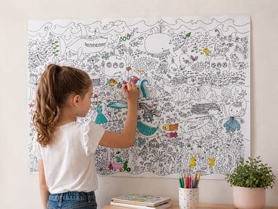 Reuze Kleurposter Onderwater 100x70 cm – XL Kleurplaat Kinderen – Grote Poster om in te Kleuren – Cadeau voor Jongens en Meisjes
