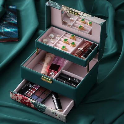 Juwelendoos - Opbergkoffer - Sieraden Opbergen - Met Beveiligingsslot - 20x15x12cm - Groen