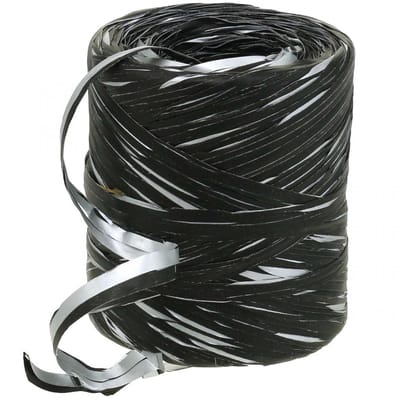 Raffialint zwart zilver cadeaulint decoratief lint 200m