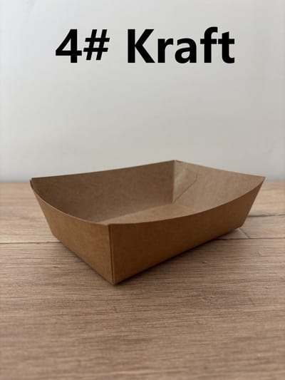 ATXANC 100 Stuks Kraft Frietbakjes 4# - Milieuvriendelijke Kartonnen Snackbakjes - Duurzame Wegwerp Frietschalen - Bruin Kraft - 18 x 11,5 x 5,2 cm - Voor Friet, BBQ, Feestjes, Picknick & Take-away