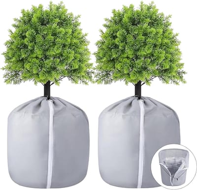 Thermo-potbescherming voor planten - winterbescherming potplanten - grijze potbescherming - vorstbescherming plantenbak - 2 stuks .