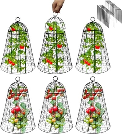 Extra grote tuinstolpen voor planten - Bescherming tegen dieren met kippengaas - Set van 6 - 50,8 cm hoog