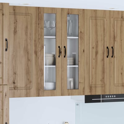vidaXL - Wandglas - Kasten - PORTO - Artisan - Eiken - 60 - x - 31 - x - 100 - cm