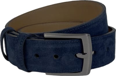 Riem Heren - Riem Dames Donkerblauw Suede Leer - 4.5 cm breed - 110 cm (taille tot 90 cm)