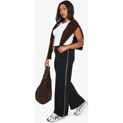 boohoo Dames Plus Scuba Crepe Contrast Straight-leg broek | Black | Maat: 16