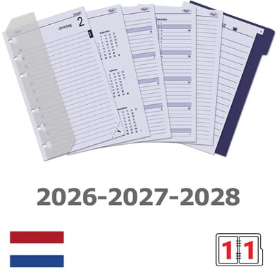 Kalpa 6321-26-27-28 150 x 95 mm Senior Planner Organizer Vulling 1 Dag per Pagina NL Jaardoos 2026 2027 2028