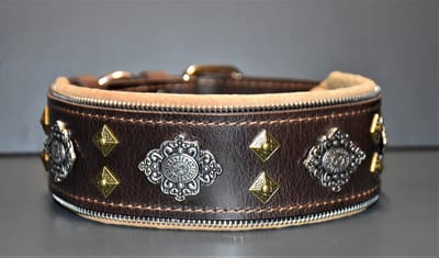 BESTIA AZTEC BROWN honden halsband maat L (nek maat 57.5 - 67.5 cm)