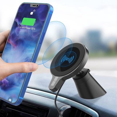 LuxeBass Draadloos Magnetisch Autolader Autohouder | Universeel Telefoonhouder met 15W Fastcharge Draadloze oplader - LB526