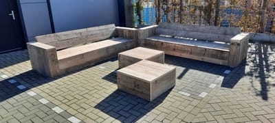 Loungeset ''Garden XXL Deluxe'' van Gebruikt steigerhout - 8 persoons