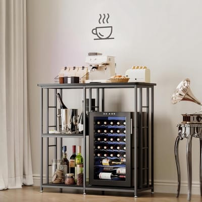Koffiebar met Opbergruimte - Barkast Keuken - Keuken Organiseren - Verstelbare Planken - 106 x 50 cm - Zwart