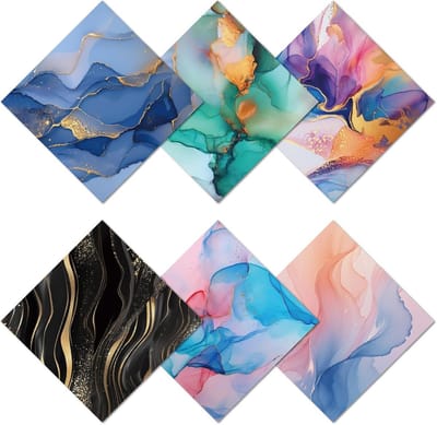 SnelShoppen - 6 Packs Microfiber Glazen Poetsdoeken - Dikke Marmer Design Reinigingsdoeken - Multicolor - Voor Brillen, Telefoons, Camera Lenzen - Zac