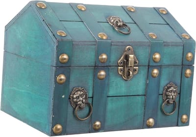 Houten Sieradenkist - Opbergkist Decoratie - Spullen Opbergen - Vintage Design - 24x18x17cm - Antiek
