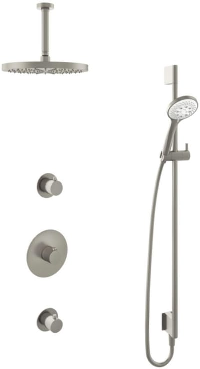 Hotbath Buddy - Inbouw Regendoucheset - 2 Stopkranen - Thermostatisch - Plafondbuis 15 cm - Hoofddouche 300 mm - Ronde Handdouche 3 Standen - Glijstang 900 mm - Waterbesparend - V02