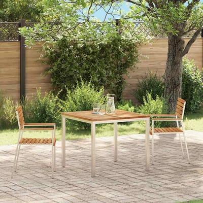vidaXL - Tuinstoel - 2 - st - Massief - Teakhout - en - RVS