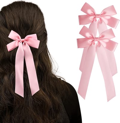 Haarstrikken - zijdeachtige satijnen haarspeldjes met lange staart voor vrouwen, meisjes en kinderen