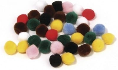 Rayher hobby knutsel pompons - 25 mm - kleurenmix - 70x stuks - zelf dieren figuren maken