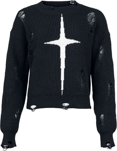Banned Kara Vex Jumper Dames Gebreide trui - zwart/wit - S