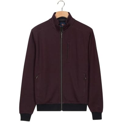 Baileys Vest Sweat Cardigan Zip Two Color 2-Tone Jaqcuard Deep Mauve / male