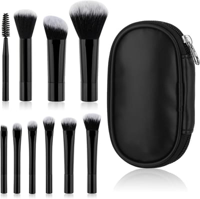 Mini Makeup Wash voor Reizen en Onderweg met Opbergtas, Inclusief Borstel, Foundation, Oogschaduw, Contour, Blush en Concealer voor Perfecte Make-up Touch-ups