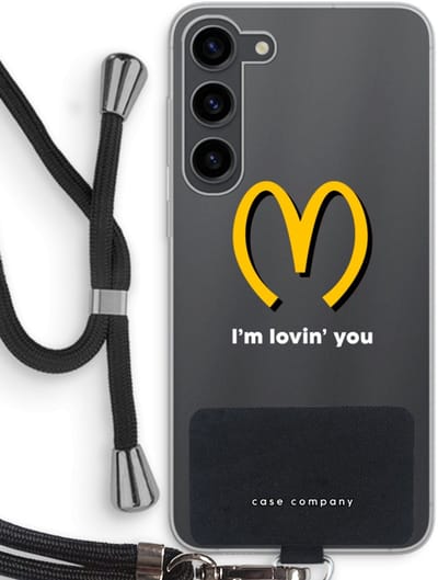 Case Company® - Hoesje met koord geschikt voor Samsung Galaxy S23 Plus hoesje met Koord - I'm lovin' you - Telefoonhoesje met Zwart Koord - Bescherming aan alle Kanten en Over de Schermrand