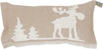 Saunakussen favoriete kussen reiskussen | Ontwerp: eland, beige/wit | Afmetingen: 40 x 22 cm, linnen/katoen | Ökotex 100 vrij van schadelijke stoffen | geproduceerd in Finland
