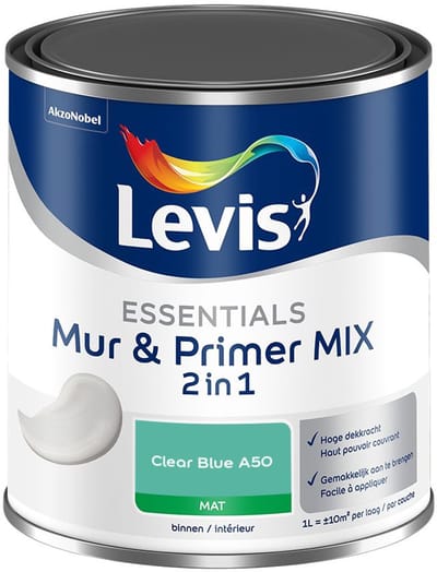 Levis - Essentials Mur & Primer Mix - Clear Blue A50 - Mengverf - 1 L