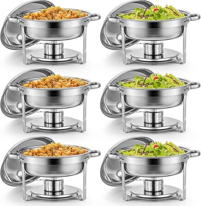 Ronde Voedselwarmer - Buffet Serveerschaal - Gerechten Warm Houden - Stapelbaar Ontwerp - 5 Liter Capaciteit - Roestvrij Staal