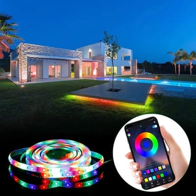 LED-strip RGBW Wifi DC12V 60 LED/m 2m + Stroomadapter en Wifi Controller - RGBW - Kunststof - Wit Chaud 2300K - 3500K - SILUMEN